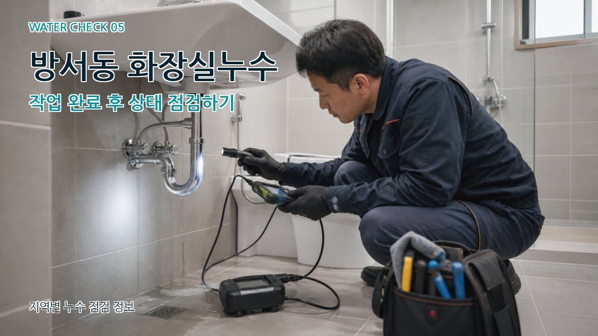 방서동 화장실누수 작업 완료 후 상태 점검하기